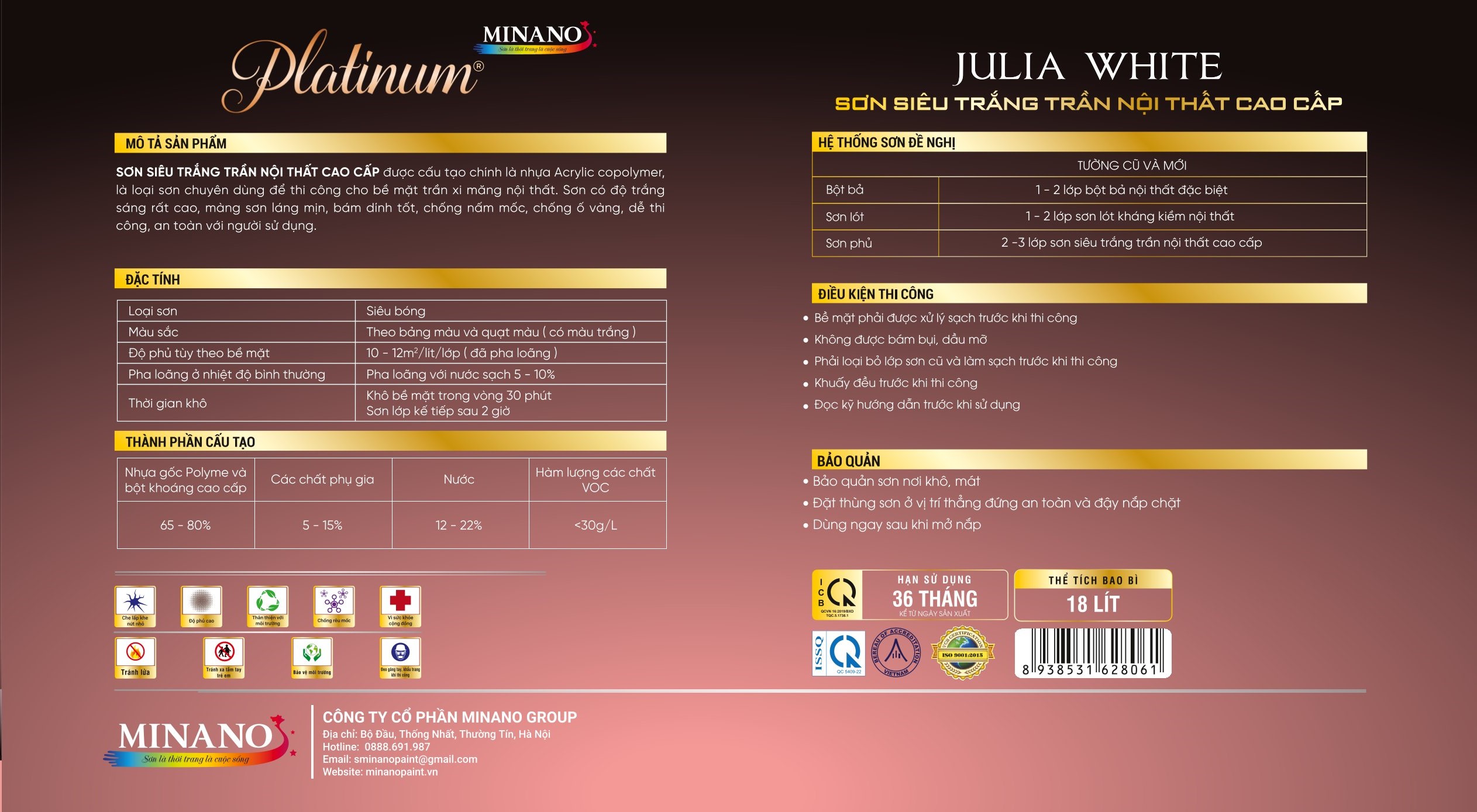 Thông tin về sơn Julia White - Sơn siêu trắng trần nội thất cao cấp 