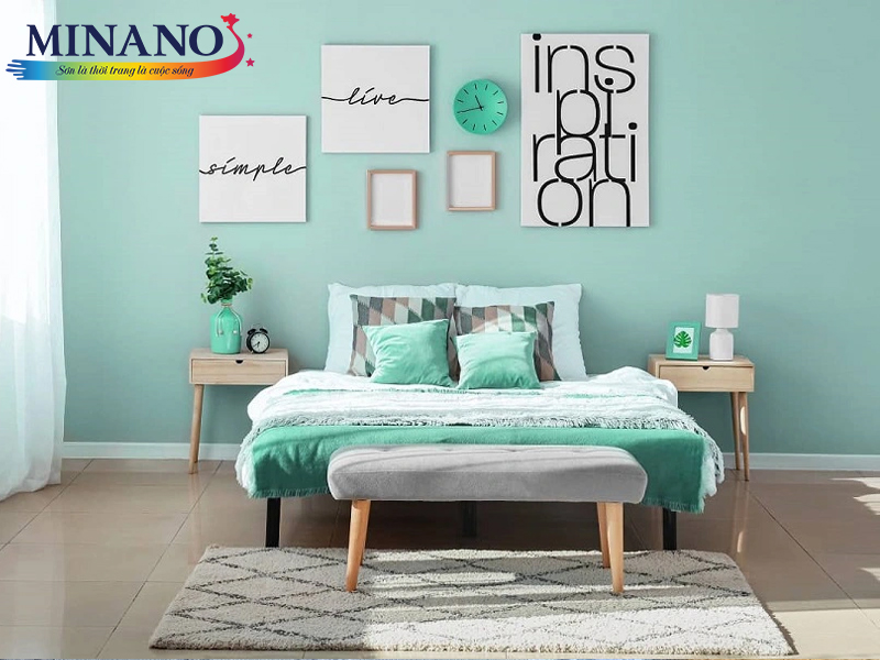 Màu sơn phòng ngủ cho người mệnh mộcmàu xanh ngọc như thế này thật quá đỗi ngọt ngào