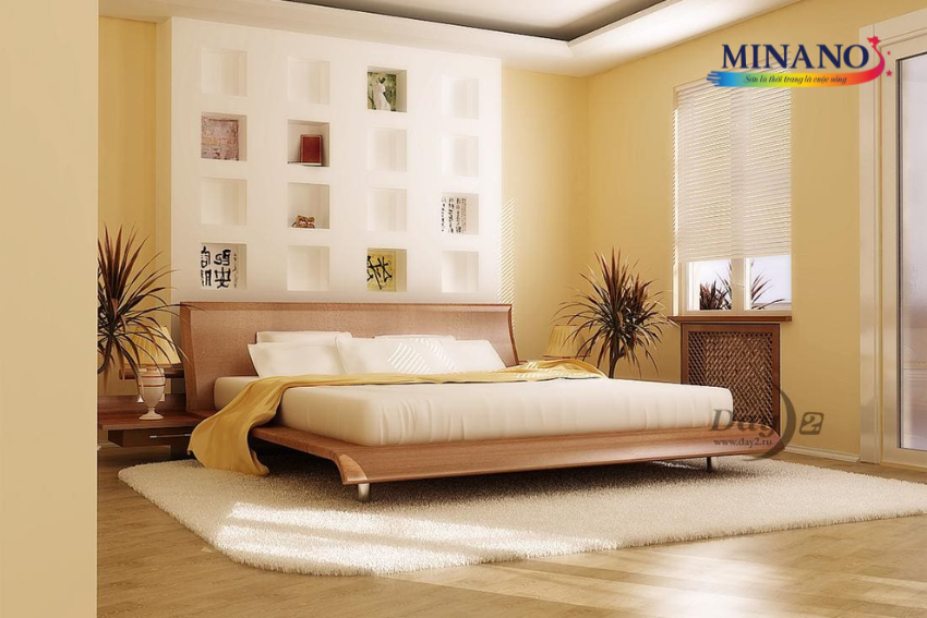 Phòng ngủ màu vàng kem mang đến sự nhẹ nhàng và sang trọng